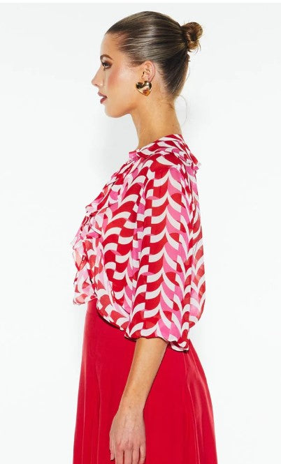 jUST LOVE FRILL BLOUSE RED