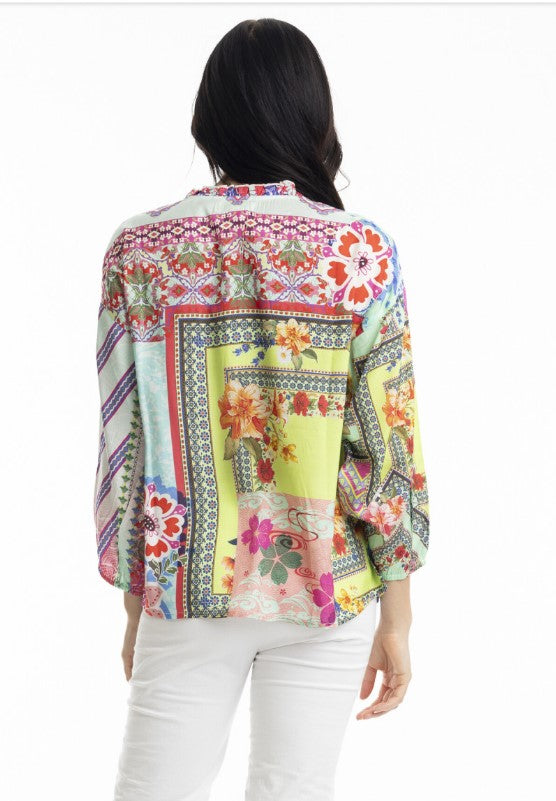 Oriental floral blouse