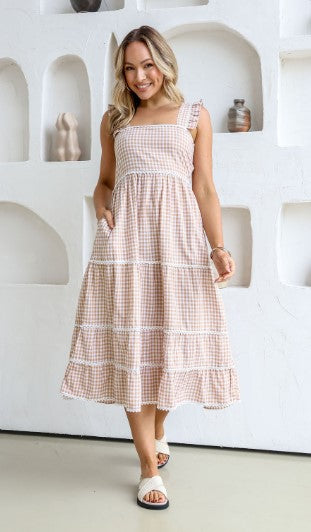 gINGHAM Latte dress