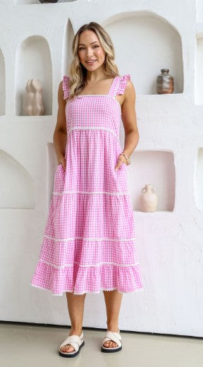 Pink gingham dress