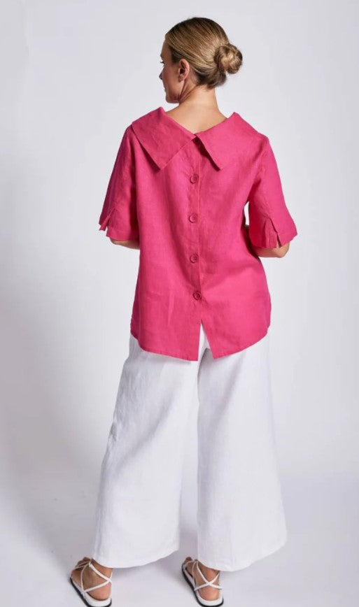 Cow neck hot pink blouse