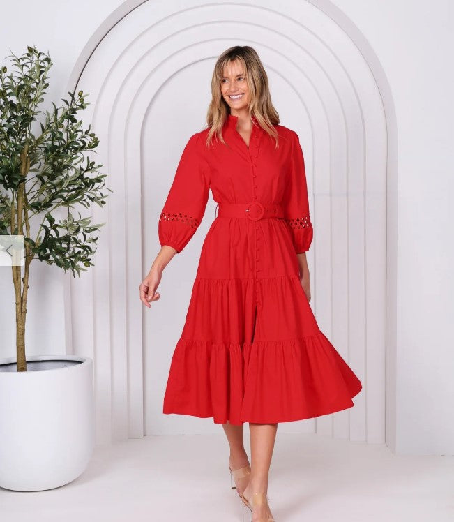 Hot RED Cotton dress