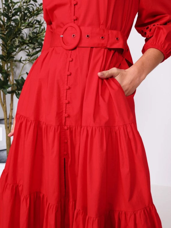 Hot RED Cotton dress