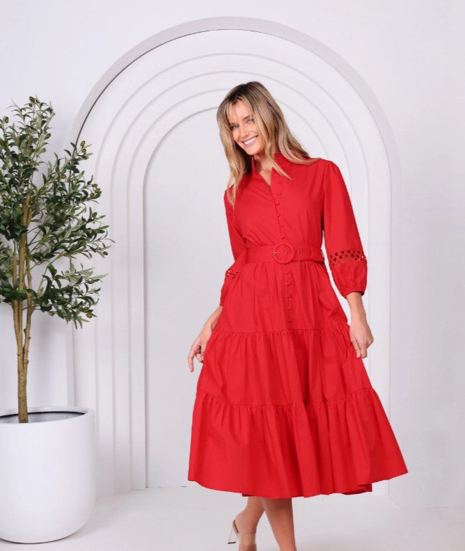 Hot RED Cotton dress