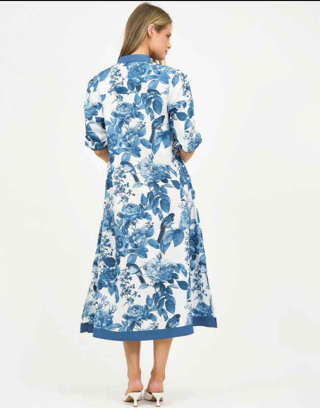 Blue Floral cotton dress