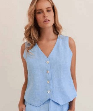 Chambray linen vest