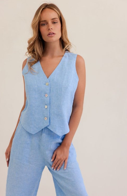 Chambray linen vest