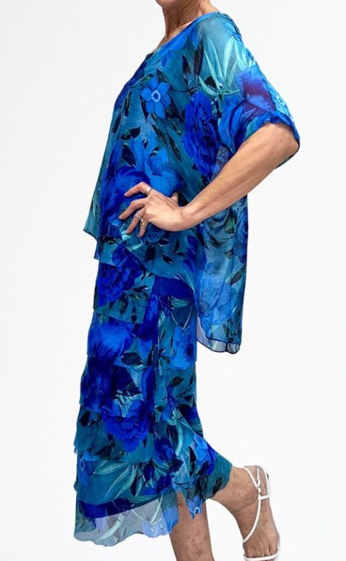 Silk Blue floral dress