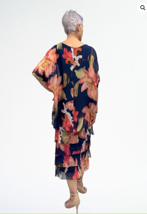 Navy Silk floral dress