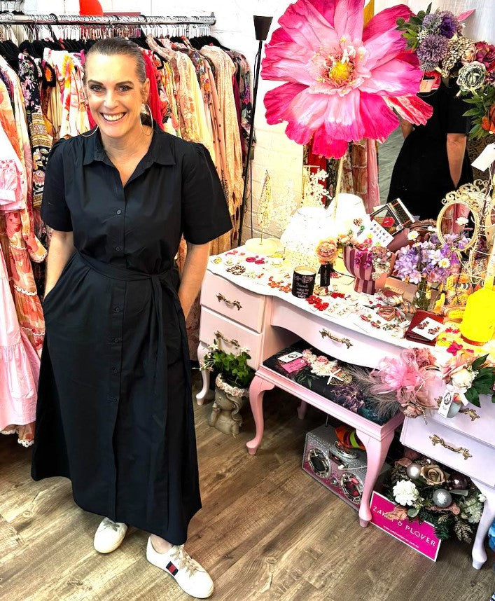 GC S/S Deep Navy cotton shirt dress