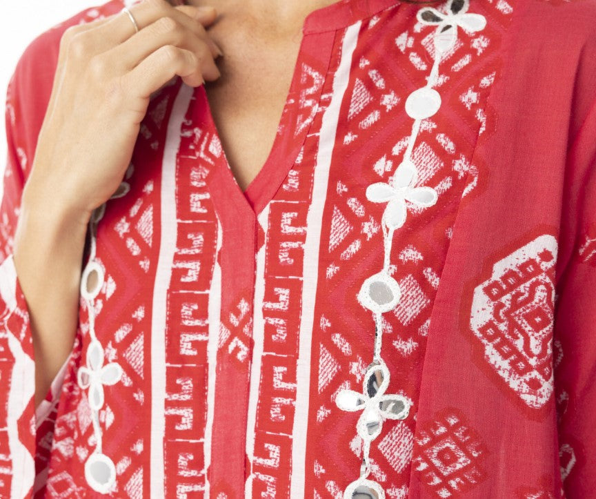 Carla Red Frill dress