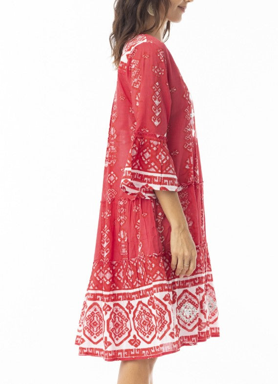 Carla Red Frill dress