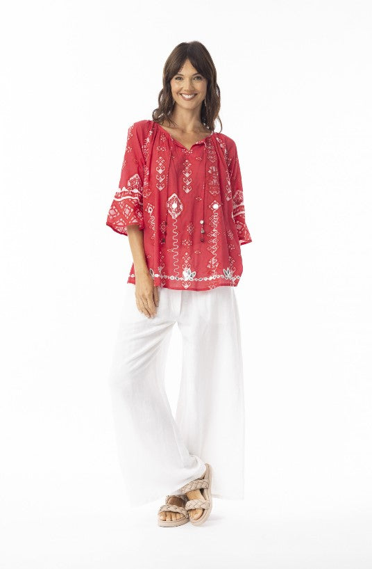 Carly Red Xmas Blouse