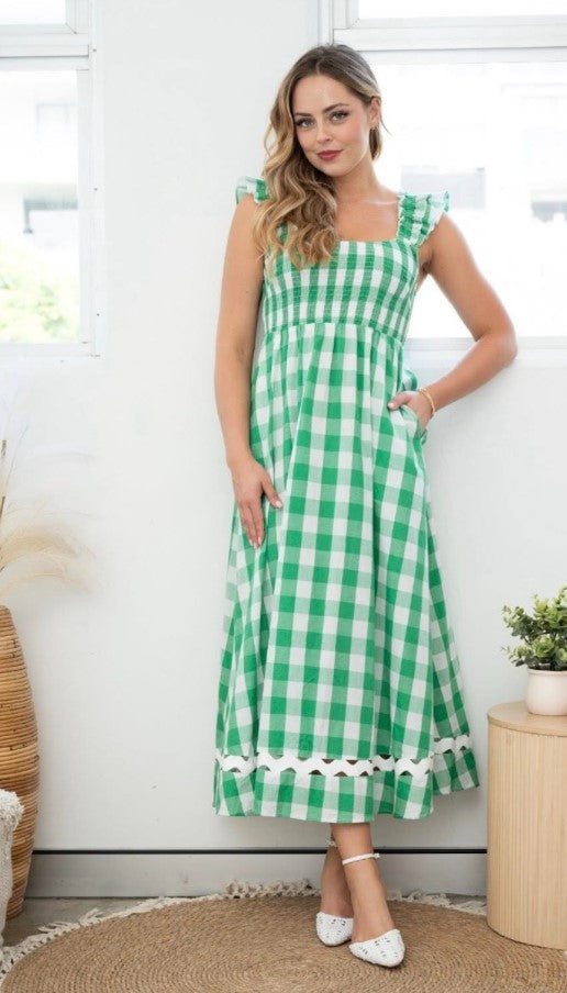 Xmas Green Gingham dress