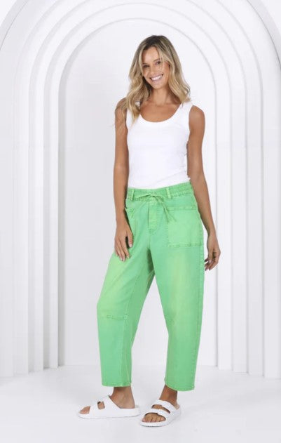 Leo Coloured Lime Barrel Jeans