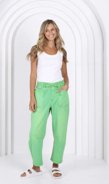 Leo Coloured Lime Barrel Jeans