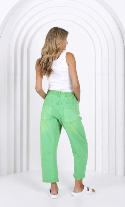 Leo Coloured Lime Barrel Jeans