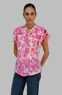 Pink Ruffle Floral Top
