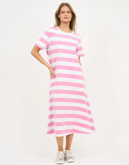 Pink Orchid/white cotton Jersey dress