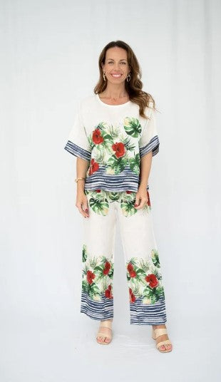 XMAS Floral Linen Pants