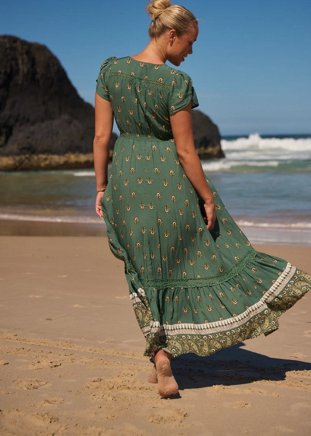 Viridian Print Carmen Maxi
