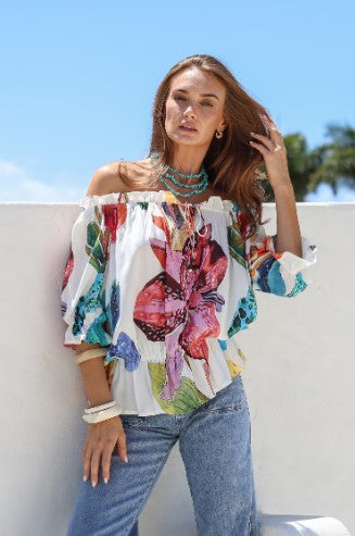 Floral Print Off shoulder Top
