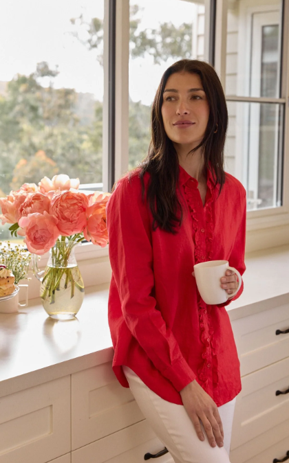 GC Red Double Frill blouse