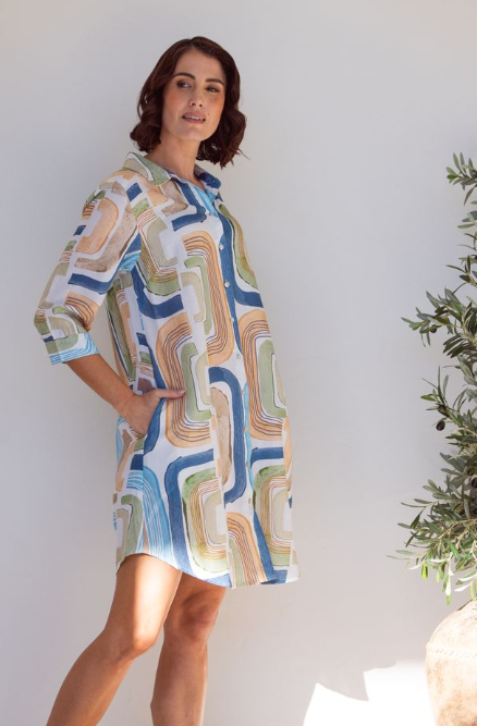 SS Linen/Tencil Seascape Dress