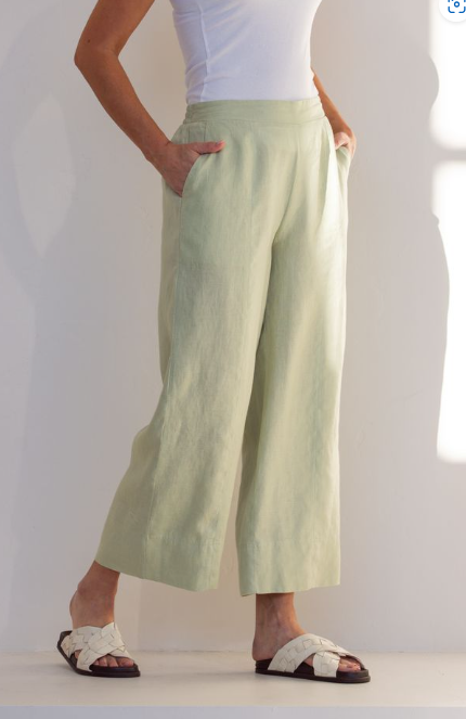 SS LINEN Wide Leg Sage Pants