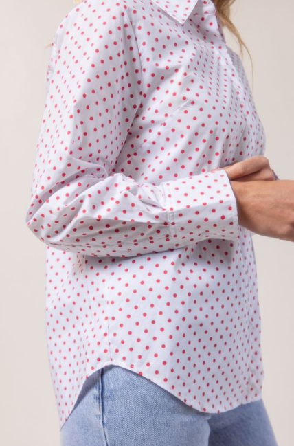 SS Red Cotton Collared shirt