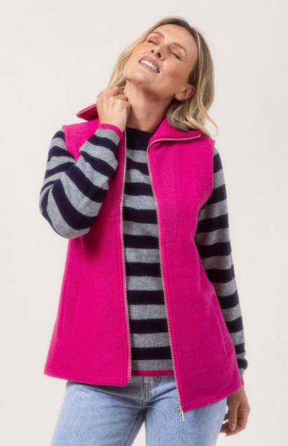SS Boiled Zip Vest Pink