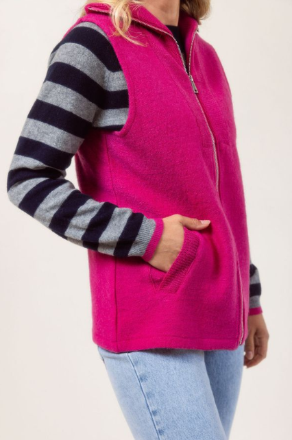 SS Boiled Zip Vest Pink
