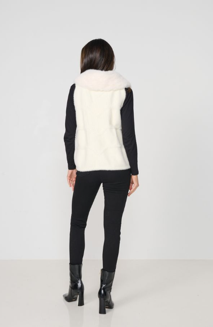 White Faux Fur Knit vest