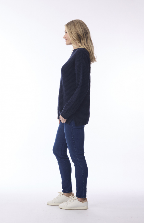Waffle Navy Jumper