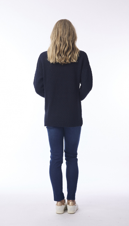 Waffle Navy Jumper