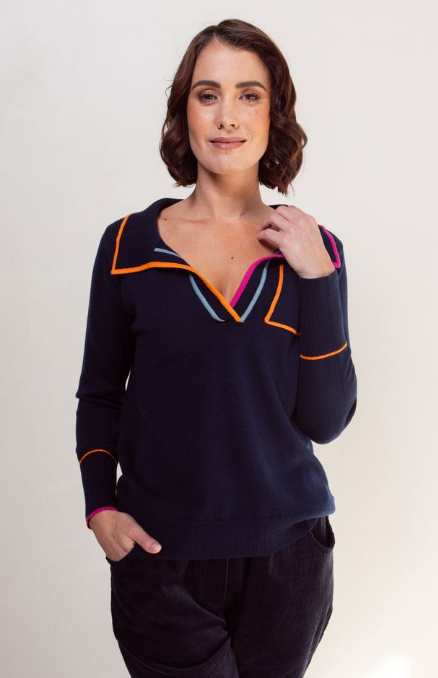 SS Wool Trim Sweater