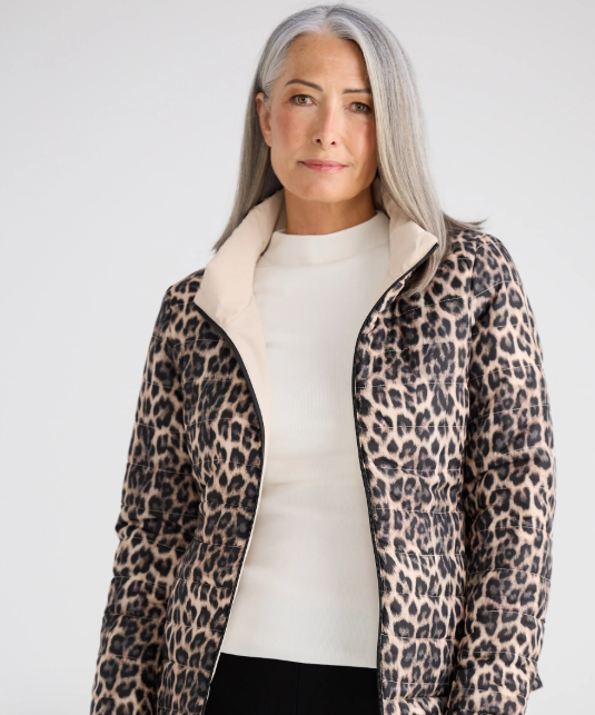 Aurella Reversible Puffer Leopard jacket