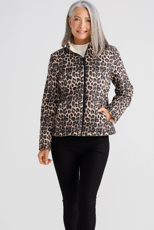 Aurella Reversible Puffer Leopard jacket