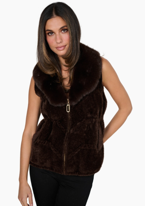 Vest Fuax fur chocolate