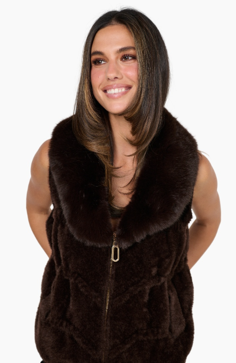 Vest Fuax fur chocolate