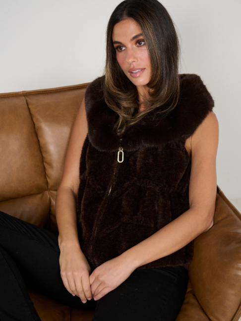 Vest Fuax fur chocolate