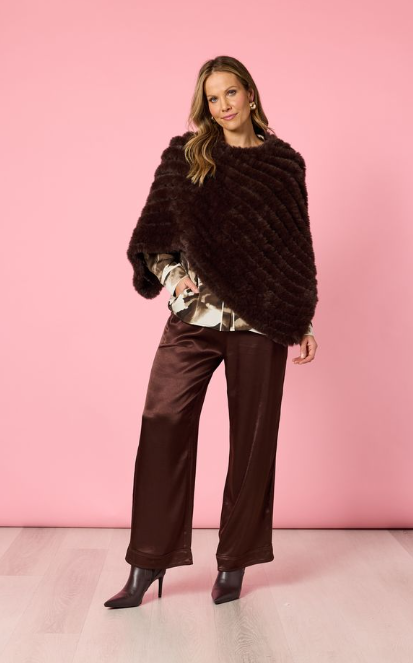 Roma Faux Poncho Chocolate