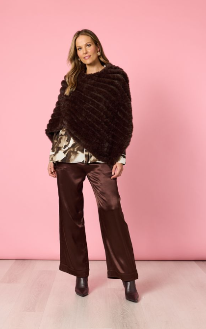 Roma Faux Poncho Chocolate