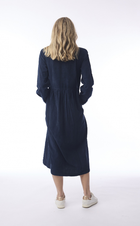 Cord Navy Collar Dress