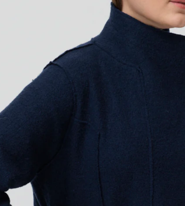 Collared Wool Navy Coat