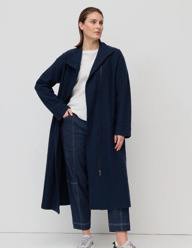 Collared Wool Navy Coat