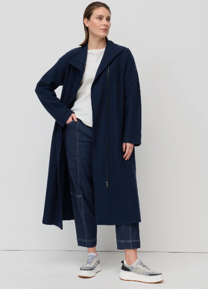 Collared Wool Navy Coat