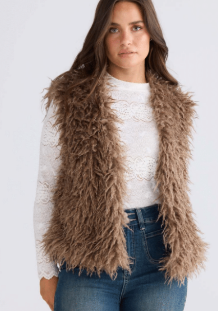 Denny Fur Vest Mushroom