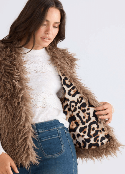Denny Fur Vest Mushroom
