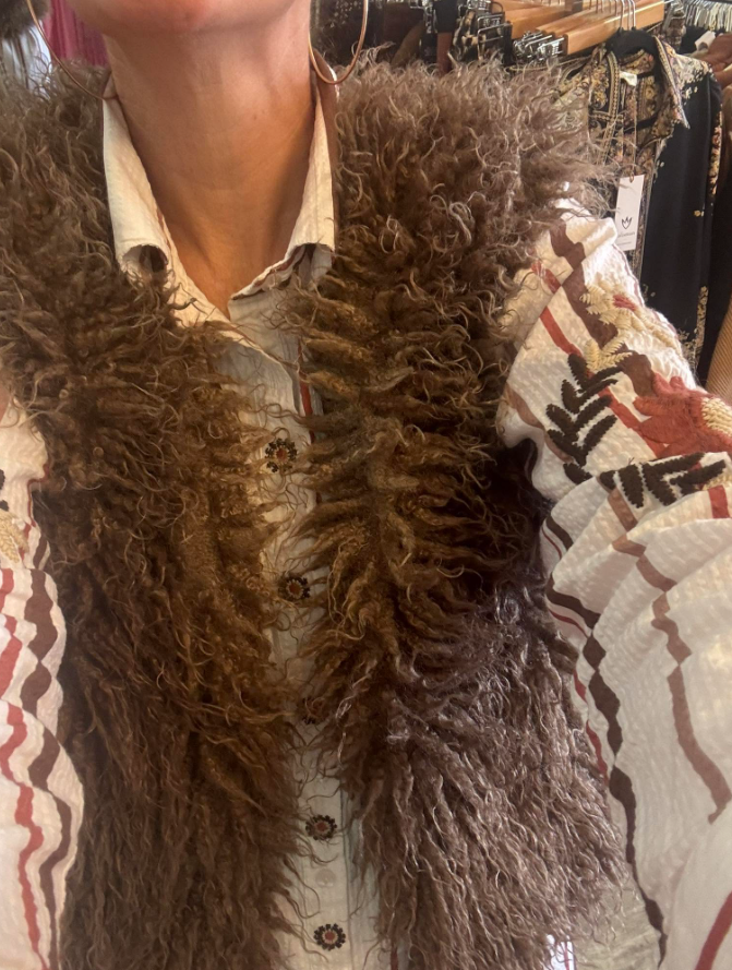 Denny Fur Vest Mushroom